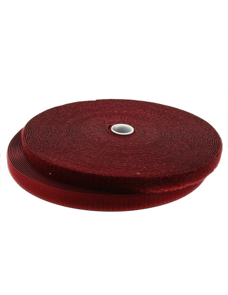 Bordeaux sew-on hook and loop tape, 20 mm wide, 25-meter roll