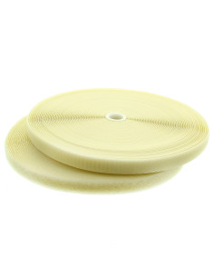 Ecru sew-on hook and loop tape, 20 mm wide, 25-meter roll