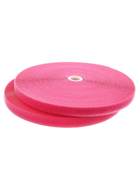 Fuchsia sew-on hook and loop tape, 20 mm wide, 25-meter roll