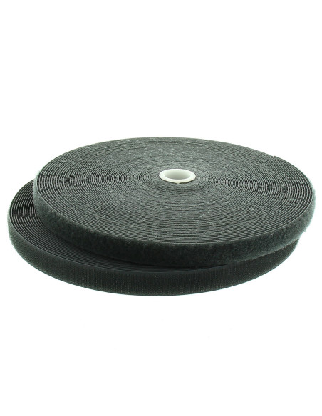 Dark gray sew-on hook and loop tape, 20 mm wide, 25-meter roll