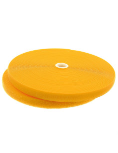 Yellow sew-on hook and loop tape, 20 mm wide, 25-meter roll