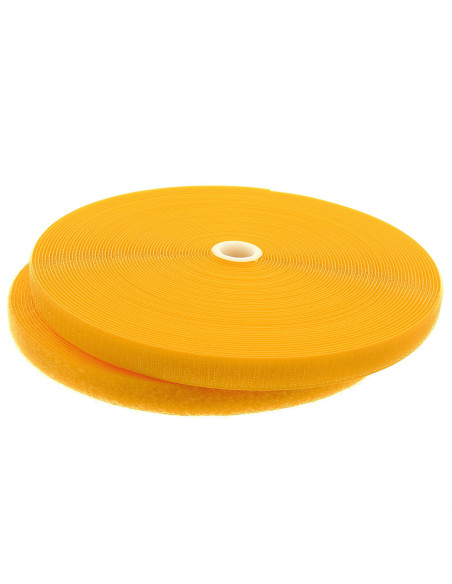 Yellow sew-on hook and loop tape, 20 mm wide, 25-meter roll
