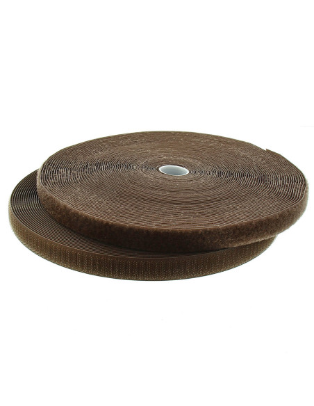Light brown sew-on hook and loop tape, 20 mm wide, 25-meter roll