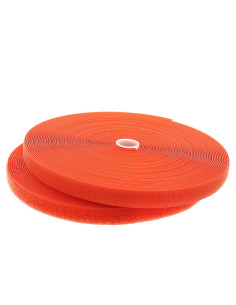 Orange sew-on hook and loop tape, 20 mm wide, 25-meter roll