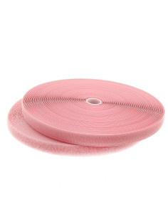 Light pink sew-on hook and loop tape, 20 mm wide, 25-meter roll