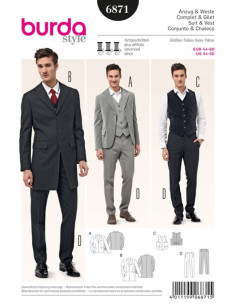 Suit and Vest Pattern - Burda 6871
