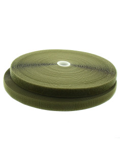 Khaki sew-on hook and loop tape, 20 mm wide, 25-meter roll