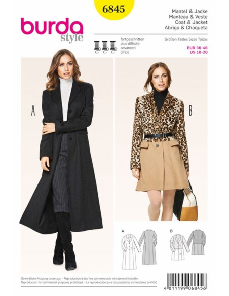 Coat and jacket pattern - Burda 6845