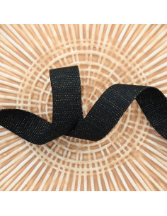 Polyester lurex strap with cotton appearance - Black and gold
