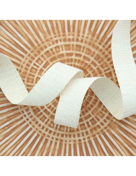 Polyester lurex strap with cotton appearance - Cream and gold