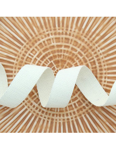 Polyester lurex strap with a cotton appearance - Cream and silver