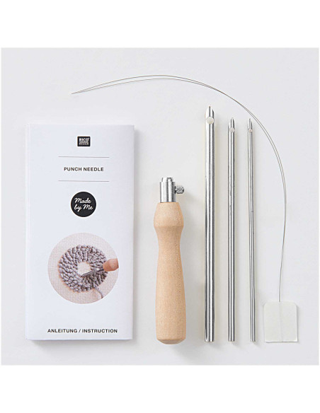 Wooden punch needle - 3 needle sizes