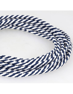 Flat cord anorak - Navy blue and white braid