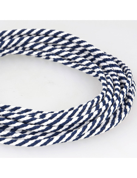 Flat cord anorak - Navy blue and white braid