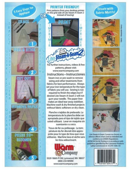 Set of 5 double-sided fusible sheets Lite Steam-A-Seam2