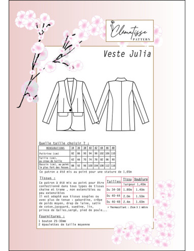 Julia Jacket Pattern - Clématisse Pattern