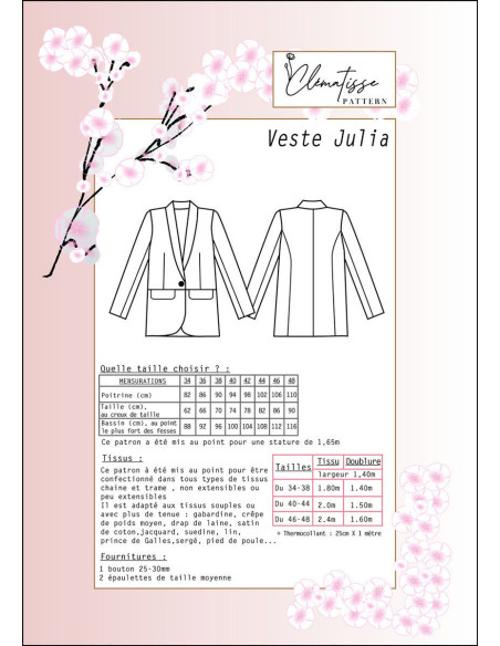 Julia Jacket Pattern - Clématisse Pattern
