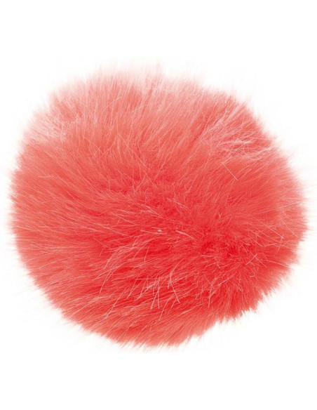 Faux fur pompom 10 cm - Coral