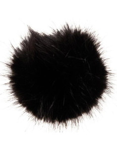 Faux fur pompom 10 cm - Black