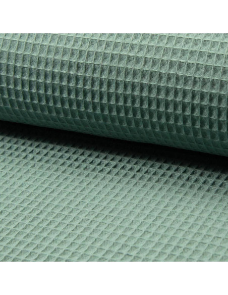 Dark sage honeycomb tea towel fabric