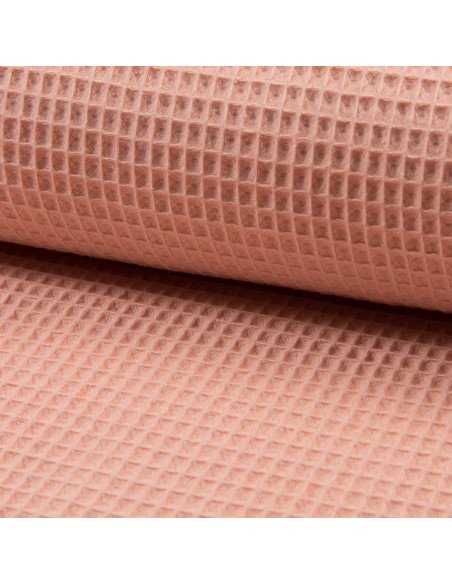 Honeycomb tea towel fabric - Salmon