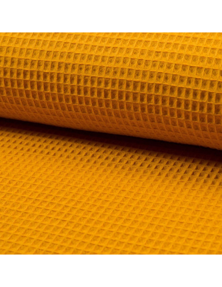 Honeycomb tea towel fabric - Ochre