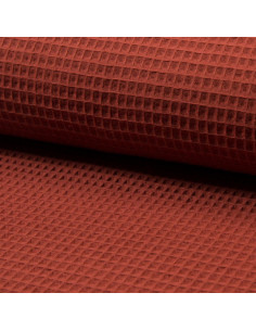 Honeycomb tea towel fabric - Terracotta