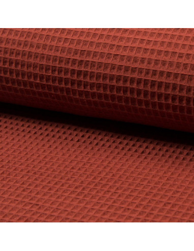 Honeycomb tea towel fabric - Terracotta