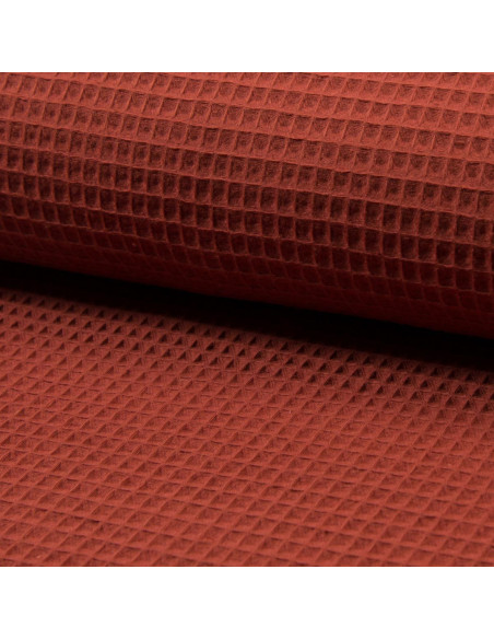 Honeycomb tea towel fabric - Terracotta