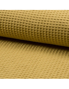 Honeycomb tea towel fabric - Old gold