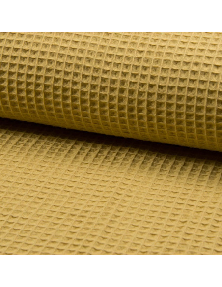 Honeycomb tea towel fabric - Old gold