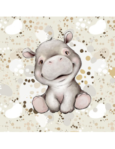 Light sweatshirt fabric panel 40 cm x 50 cm - African Hippopotamus