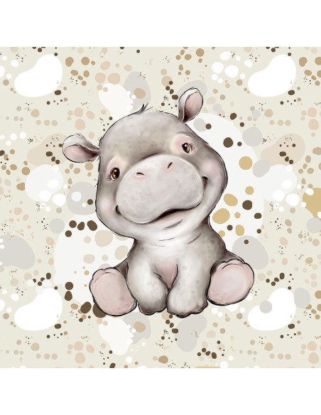 Light sweatshirt fabric panel 40 cm x 50 cm - African Hippopotamus