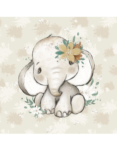 Lightweight sweatshirt fabric panel 40 cm x 50 cm - African Elephant