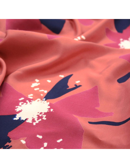 Anémona terracotta viscose poplin fabric - Églantine & Zoé