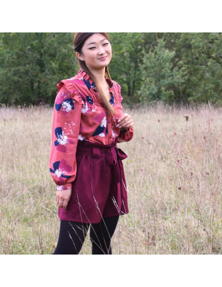 Anémona terracotta viscose poplin fabric - Églantine & Zoé