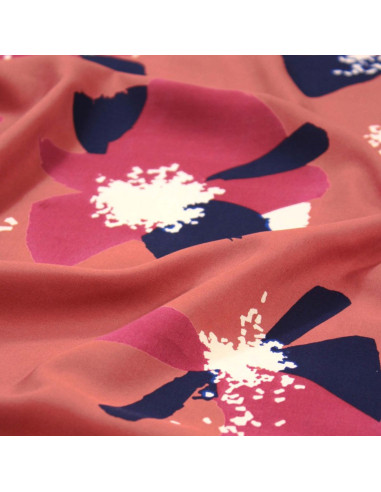 Anémona terracotta viscose poplin fabric - Églantine & Zoé