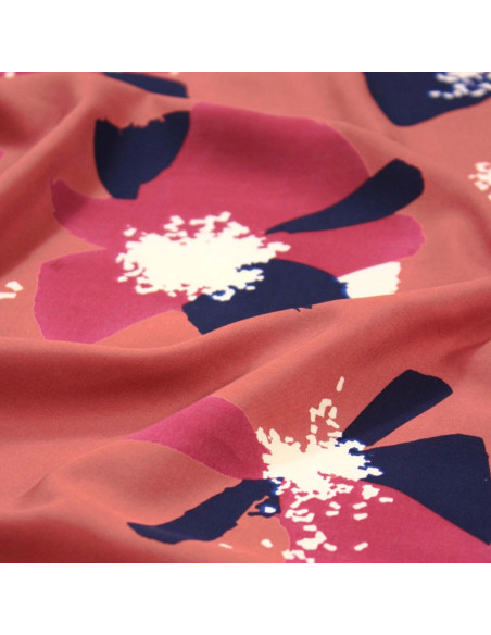 Anémona terracotta viscose poplin fabric - Églantine & Zoé
