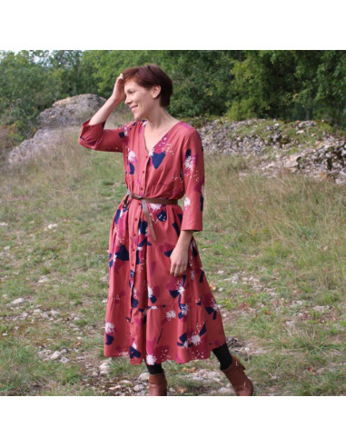 Anémona terracotta viscose poplin fabric - Églantine & Zoé