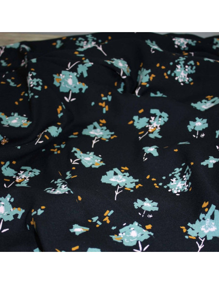 Ocella black licorice viscose crepe fabric - Églantine & Zoé