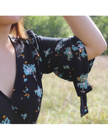 Ocella black licorice viscose crepe fabric - Églantine & Zoé