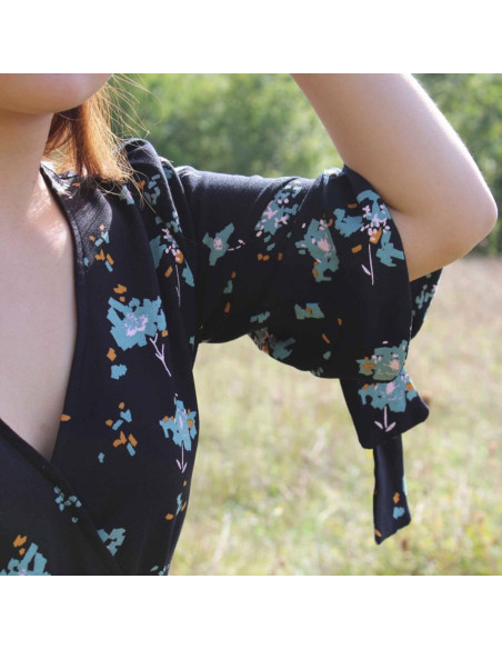 Ocella black licorice viscose crepe fabric - Églantine & Zoé