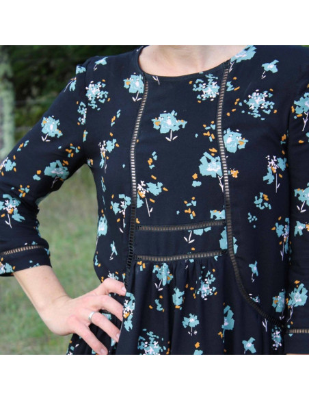 Ocella black licorice viscose crepe fabric - Églantine & Zoé