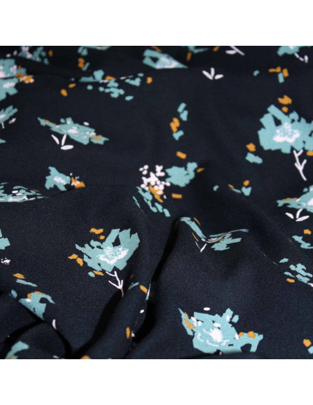 Ocella black licorice viscose crepe fabric - Églantine & Zoé