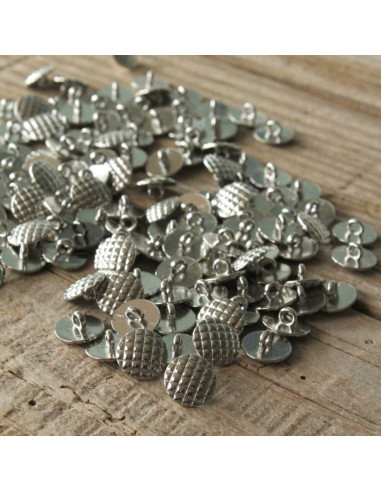 Checkerboard Button - Silver