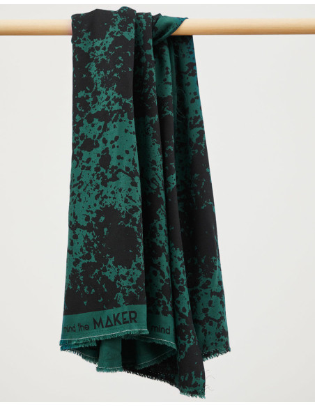 Shadow Splash Viscose Crepe Fabric - Bottle Green