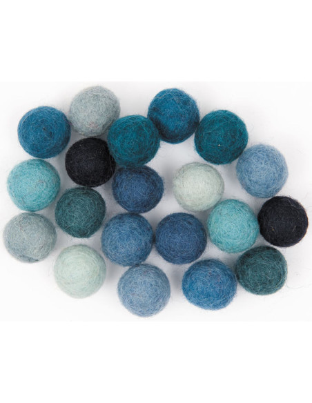 Felt balls - Blue mix