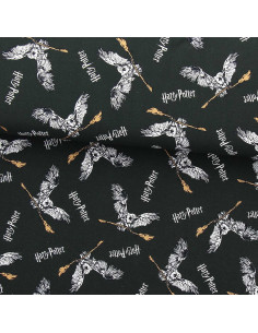 Harry Potter Jersey Fabric - Owl and Broomstick