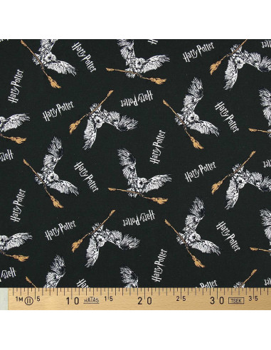 Harry Potter Jersey Fabric - Owl and Broomstick