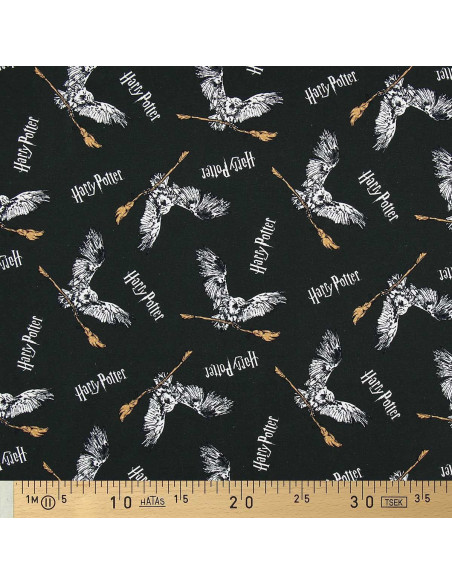 Harry Potter Jersey Fabric - Owl and Broomstick
